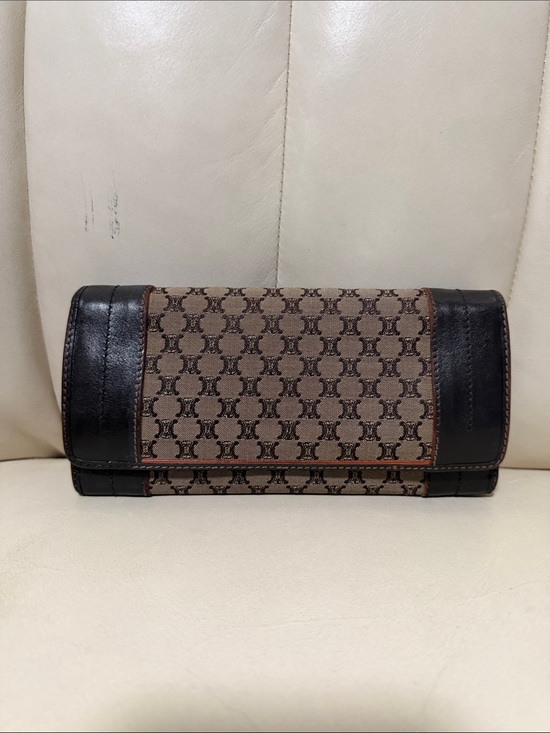 Celine Handbags - Celine Brown Monogram Continental Clutch Wallet with Black Trim